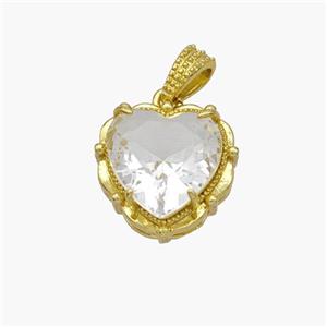 Copper Heart Pendant Pave Crystal Glass Gold Plated, approx 13mm [FN48721]