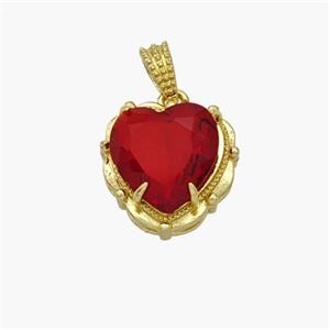 Copper Heart Pendant Pave Red Crystal Glass Gold Plated, approx 13mm [FN48725]