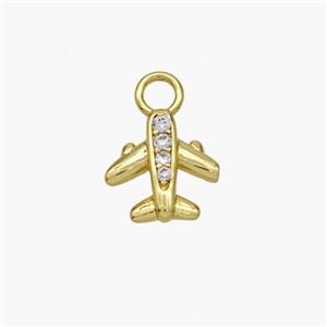 Copper Airplane Pendant Pave Zirconia Gold Plated, approx 10mm [FN48728]