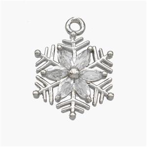 Copper Snowflake Pendant Micropave Zirconia Platinum Plated, approx 17mm [FN48734]