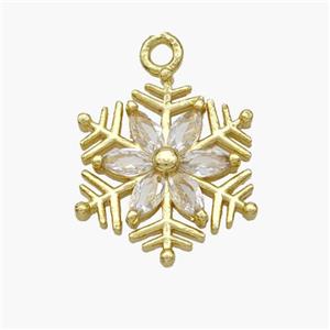 Copper Snowflake Pendant Micropave Zirconia Gold Plated, approx 17mm [FN48735]