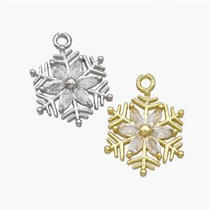 Copper Snowflake Pendant Micropave Zirconia Mixed, approx 17mm [FN48736]