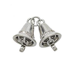 Copper Bell Pendant Pave Zirconia Platinum Plated, approx 9mm [FN48737]