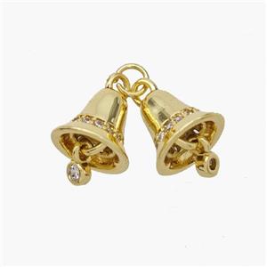 Copper Bell Pendant Pave Zirconia Gold Plated, approx 9mm [FN48738]