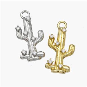 Copper Cactus Pendant Pave Zirconia Mixed, approx 11.5-20mm [FN48744]