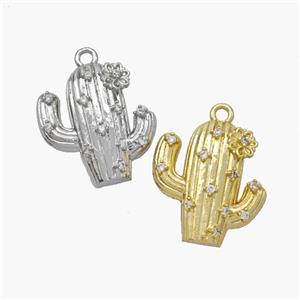 Copper Cactus Pendant Pave Zirconia Mixed, approx 16-17mm [FN48747]