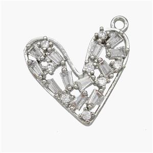 Copper Heart Pendant Micropave Zirconia Platinum Plated, approx 20mm [FN48748]