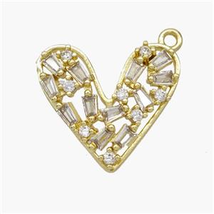 Copper Heart Pendant Micropave Zirconia Gold Plated, approx 20mm [FN48749]