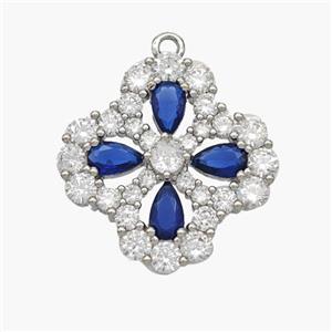 Copper Clover Pendant Micropave Zirconia Platinum Plated, approx 19mm [FN48750]