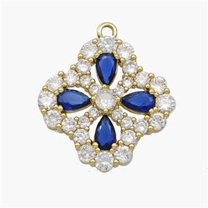 Copper Clover Pendant Micropave Zirconia Gold Plated, approx 19mm [FN48751]