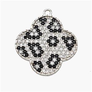 Copper Clover Pendant Micropave Zirconia Platinum Plated, approx 20mm [FN48752]
