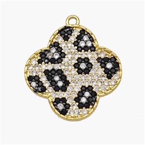 Copper Clover Pendant Micropave Zirconia Gold Plated, approx 20mm [FN48753]