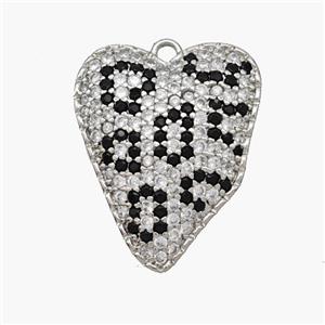 Copper Heart Pendant Micropave Zirconia Platinum Plated, approx 17-21mm [FN48754]