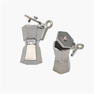 Copper Teacup Pendant Platinum Plated, approx 8-14mm [FN48767]