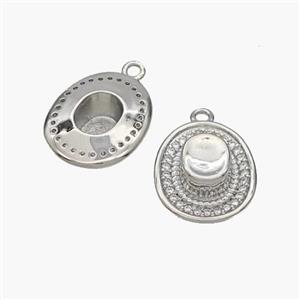 Hat Charms Copper Pendant Pave Zirconia Platinum Plated, approx 14-17mm [FN48769]
