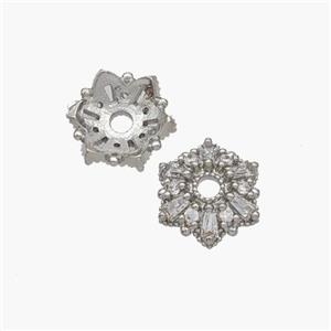 Copper Beadcaps Micropave Zirconia Platinum Plated, approx 10mm [FN48773]