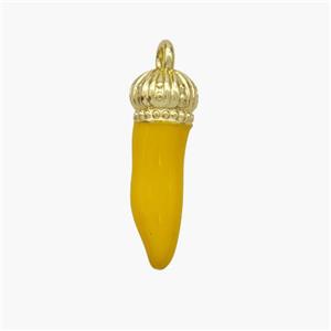 Copper Chili Pendant Yellow Enamel Gold Plated, approx 6-18mm [FN48786]