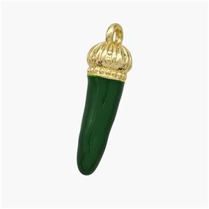 Copper Chili Pendant Green Enamel Gold Plated, approx 6-18mm [FN48787]