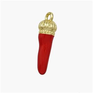 Copper Chili Pendant Red Enamel Gold Plated, approx 6-18mm [FN48788]