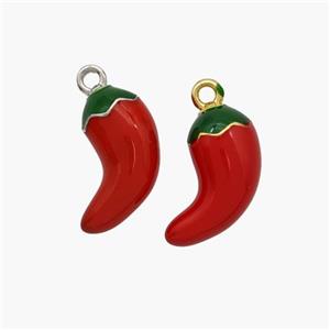 Copper Chili Pendant Red Enamel Mixed, approx 6-11mm [FN48792]