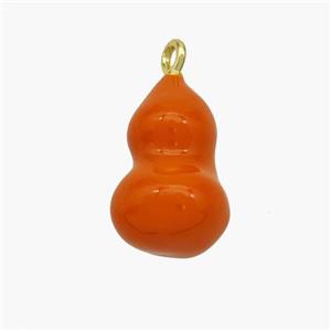 Copper Gourd Pendant Orange Enamel Gold Plated, approx 9-15mm [FN48794]