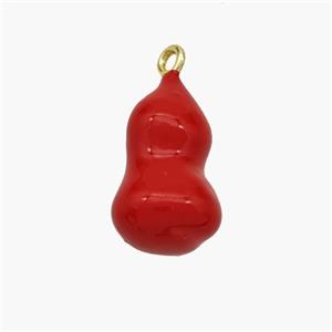 Copper Gourd Pendant Red Enamel Gold Plated, approx 9-15mm [FN48796]