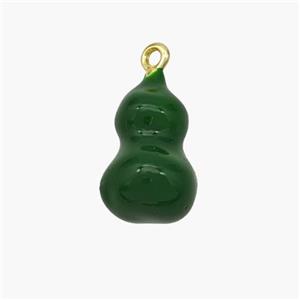 Copper Gourd Pendant Green Enamel Gold Plated, approx 9-15mm [FN48797]
