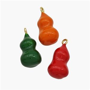 Copper Gourd Pendant Enamel Gold Plated Mixed, approx 9-15mm [FN48798]
