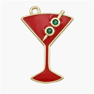 Ice Cream Bottle Drink Cup Charms Copper Pendant Red Enamel Gold Plated, approx 18-23mm [FN48799]