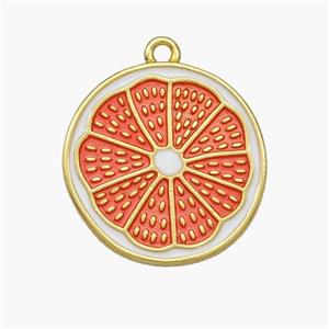 Lemon Charms Copper Pendant Red Enamel Gold Plated, approx 18mm [FN48801]
