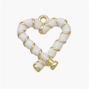 Copper Heart Pendant White Enamel Gold Plated, approx 16mm [FN48808]