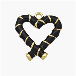 Copper Heart Pendant Black Enamel Gold Plated, approx 16mm [FN48809]