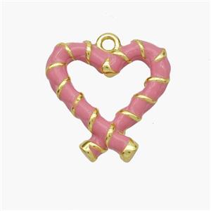 Copper Heart Pendant Pink Enamel Gold Plated, approx 16mm [FN48810]