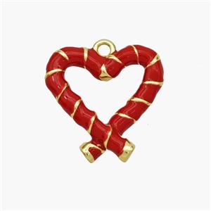 Copper Heart Pendant Red Enamel Gold Plated, approx 16mm [FN48811]