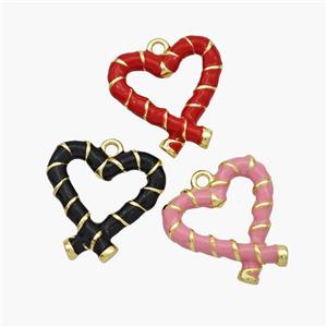 Copper Heart Pendant Enamel Gold Plated Mixed, approx 16mm [FN48812]
