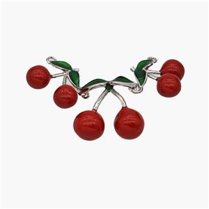 Copper Cherry Pendant Red Enamel Platinum Plated, approx 13mm, 13-20mm [FN48823]