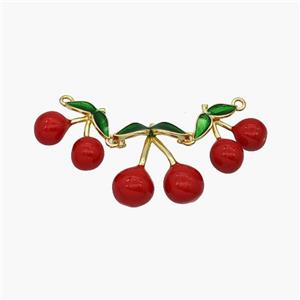 Copper Cherry Pendant Red Enamel Gold Plated, approx 13mm, 13-20mm [FN48824]