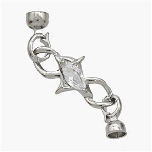 Copper Clasp Pave Zirconia Cordend Platinum Plated, approx 14-28mm, 7-15mm [FN48825]