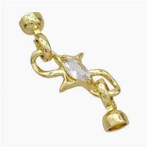 Copper Clasp Pave Zirconia Cordend Gold Plated, approx 14-28mm, 7-15mm [FN48826]