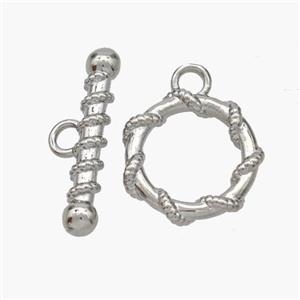 Copper Toggle Clasp Platinum Plated, approx 15mm, 20mm [FN48835]