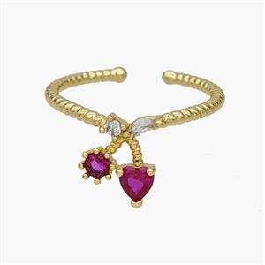 Copper Rings Pave Zirconia Cherry Gold Plated, approx 9-11mm, 18mm dia [FN48846]