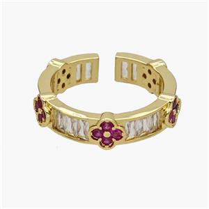 Copper Rings Pave Zirconia Clover Gold Plated, approx 6mm, 18mm dia [FN48860]