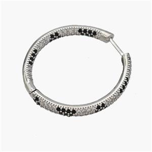 Copper Hoop Earrings Pave Zirconia Platinum Plated, approx 30mm dia [FN48878]