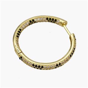 Copper Hoop Earrings Pave Zirconia Gold Plated, approx 30mm dia [FN48879]