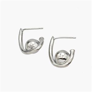 Copper Stud Earrings Platinum Plated, approx 8mm, 14-20mm [FN48880]