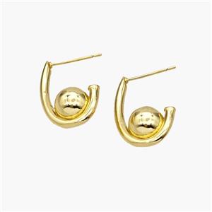 Copper Stud Earrings Gold Plated, approx 8mm, 14-20mm [FN48881]
