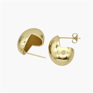 Copper Stud Earrings Gold Plated, approx 14-19mm [FN48883]