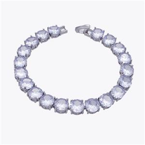 Copper Bracelet Pave Crystal Glass Platinum Plated, approx 8mm, 18cm length [FN48913]