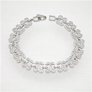 Copper Cherry Bracelet Pave Zirconia Platinum Plated, approx 10mm, 18cm length [FN48920]