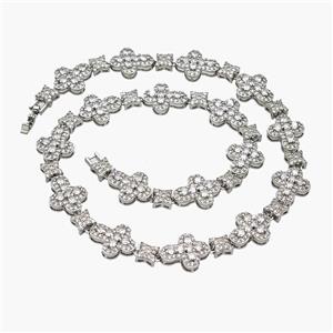 Copper Cross Necklace Pave Zirconia Platinum Plated, approx 14-18mm, 40cm length [FN48940]